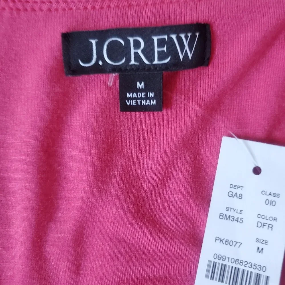*NWT* J Crew Size M Pink Long Sleeve Wrap Top w Velvet Belt